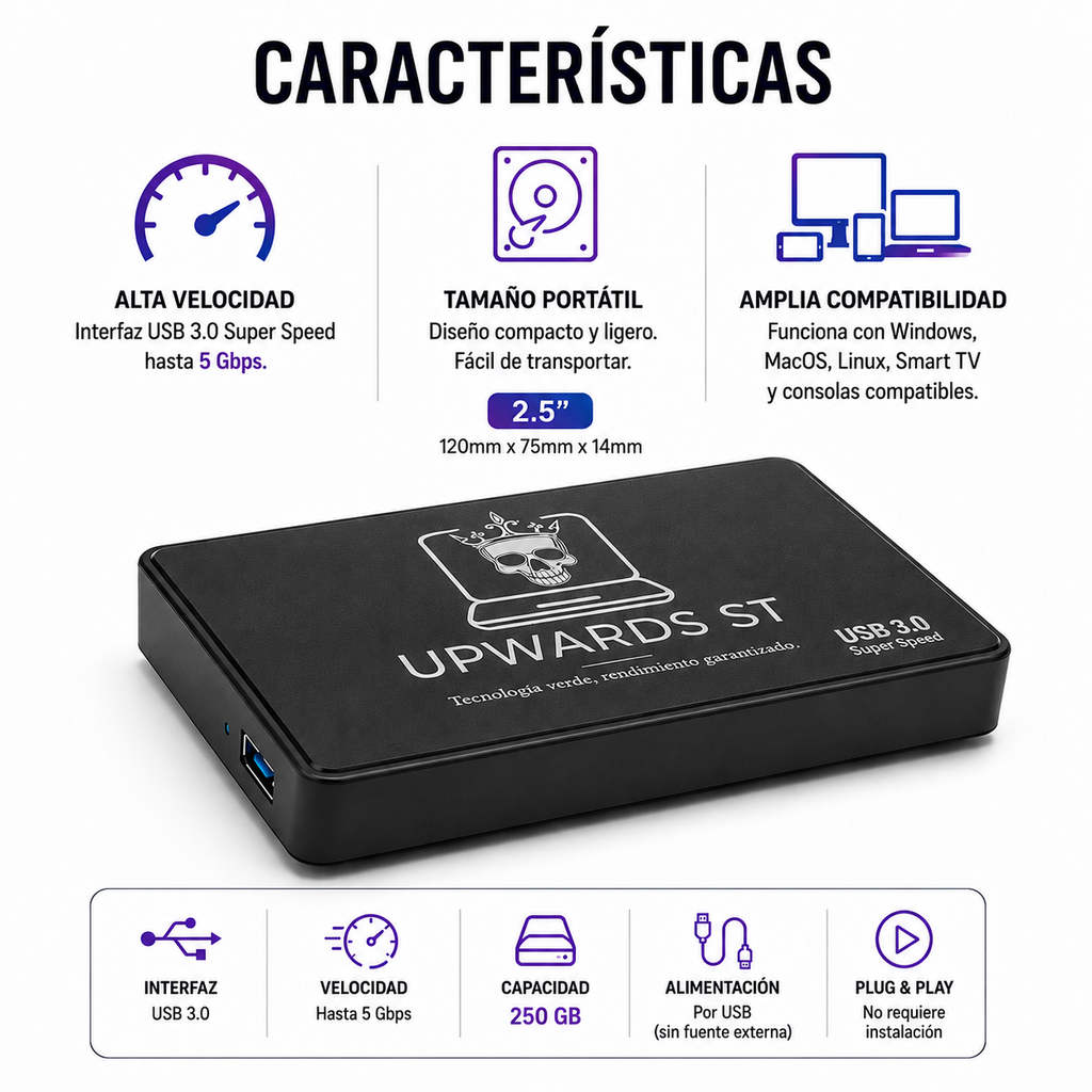 Disco Duro Externo 250GB HDD 2.5"