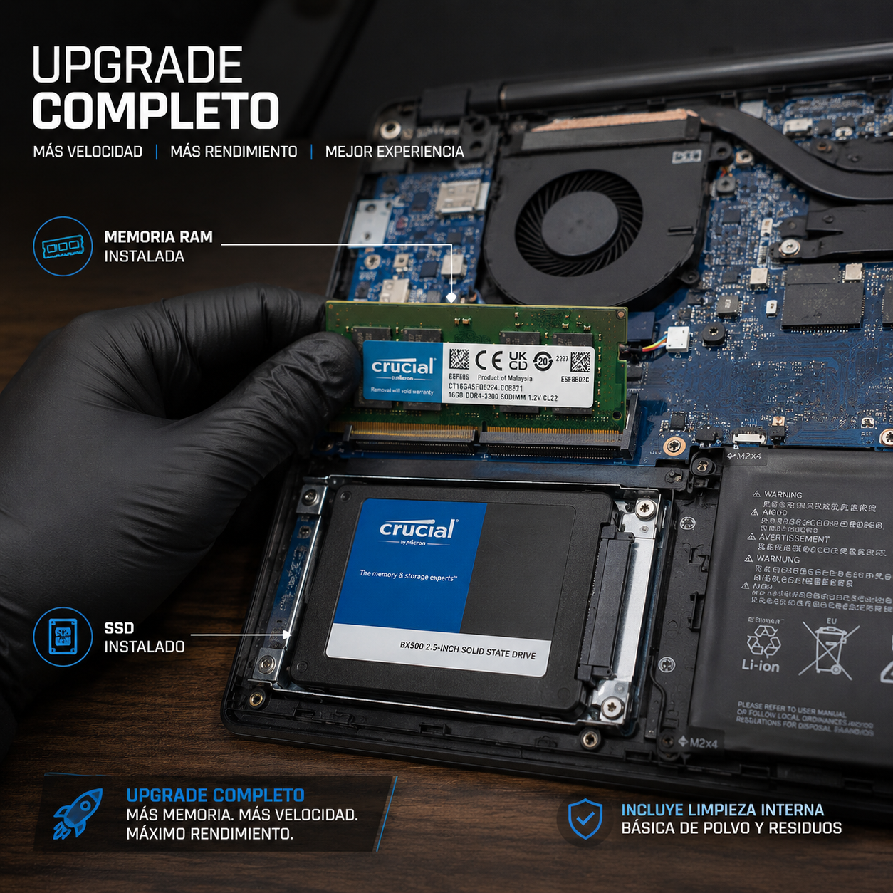UPGRADE (Instalación Disco SSD + Aumento Ram)